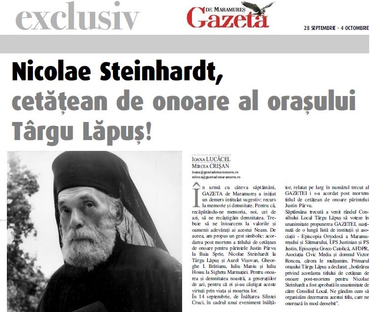 Gazeta-de-Maramures-Parintele-Nicolae-Steinhardt-Cetatean-de-Onoare-Targu-Lapus-Civic-Media