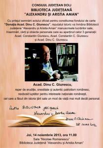 Profesorul Dinu Giurescu - Biblioteca Judeteana Aman - Craiova