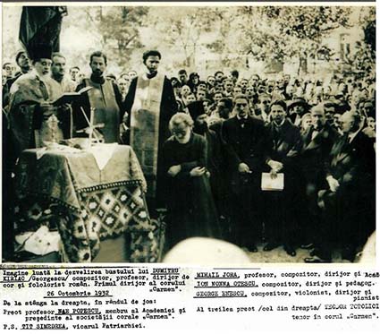 George Enescu, Mihail Jora si preotul Teodor Totolici, care l-a impartasit pe Maresalul Ion Antonescu la Jilava