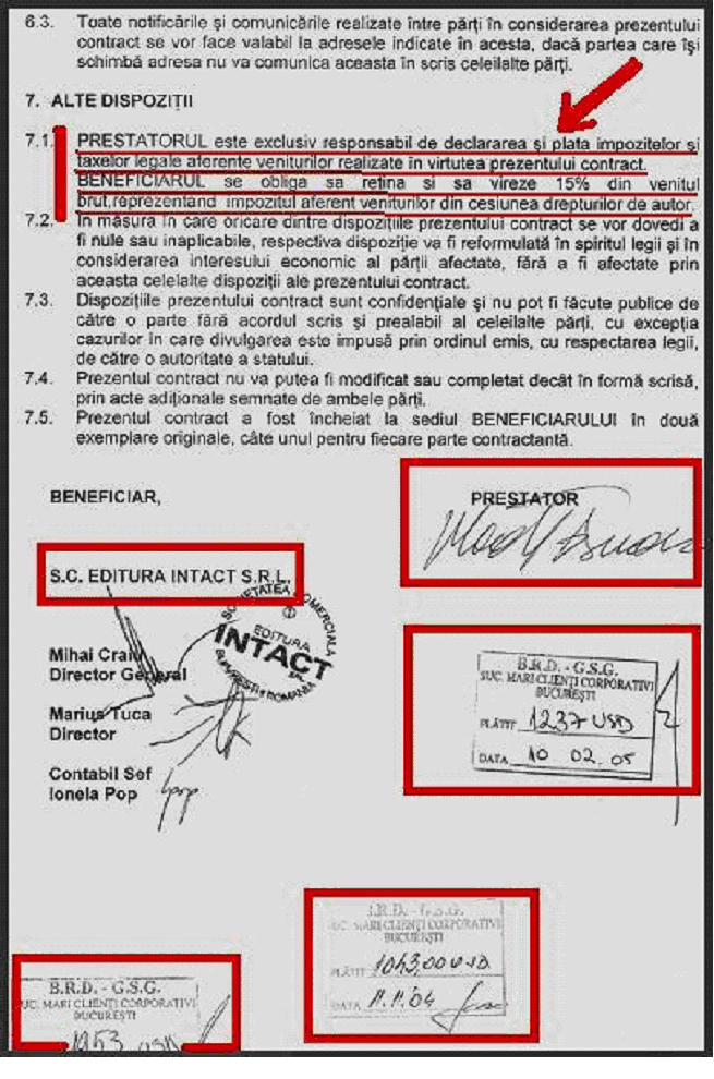 Contract Vladimir Tismaneanu - Dan Voiculescu - Intact - Jurnalul National - Securitate 5
