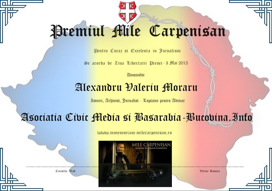 Premiul Mile Carpenisan Civic Media 2015 Alexandru Moraru Basarabia