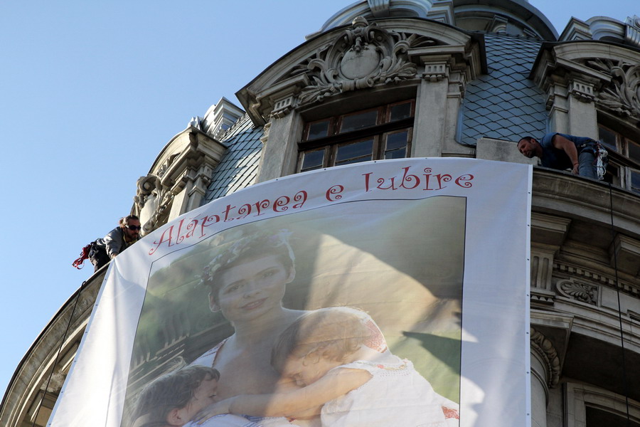 05 Instalare Banner Alaptarea e Iubire de Cristina Nichitus Roncea la Universitatea Bucuresti