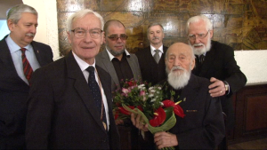 Nicolae Tomaziu, Octav Bjoza si alti camarazi la aniversarea a 100 de ani