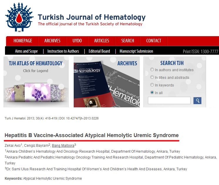 Sindrom Vaccin Anti-Hepatita Ankara Turcia
