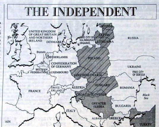 Romania fara Transilvaniei in 1989 - Harta The Independent