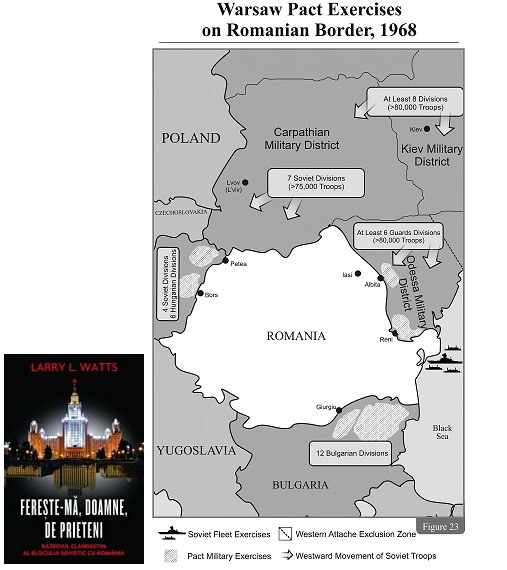 Harta Romaniei in fata atacului URSS, Ungariei si Bulgariei in 1968 - Larry Watts via Ziaristi Online