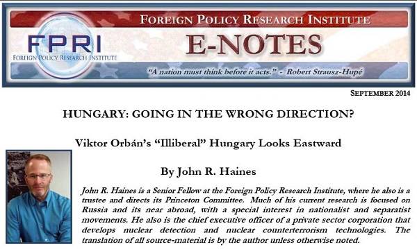 Foreign Policy Research Institute - Romania Hungary - Bogdan Diaconu - Sept 2014