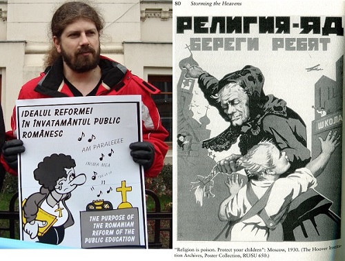 Remus-Cernea-si-un-afis-sovietic-anti-religie