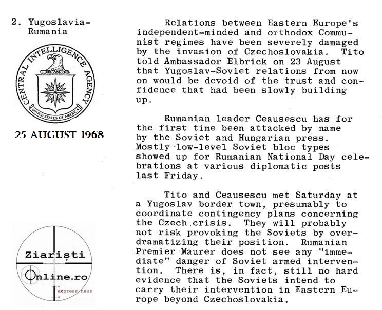 25 august 1968 CIA - PDB - Romania - Yugoslavia