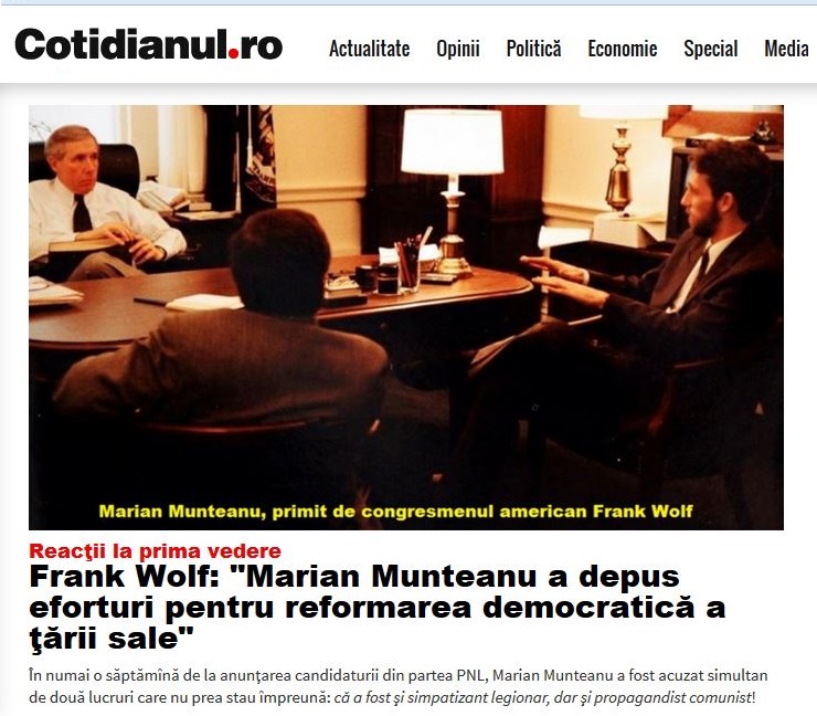Cotidianul Frank Wolf Marian Munteanu CIA