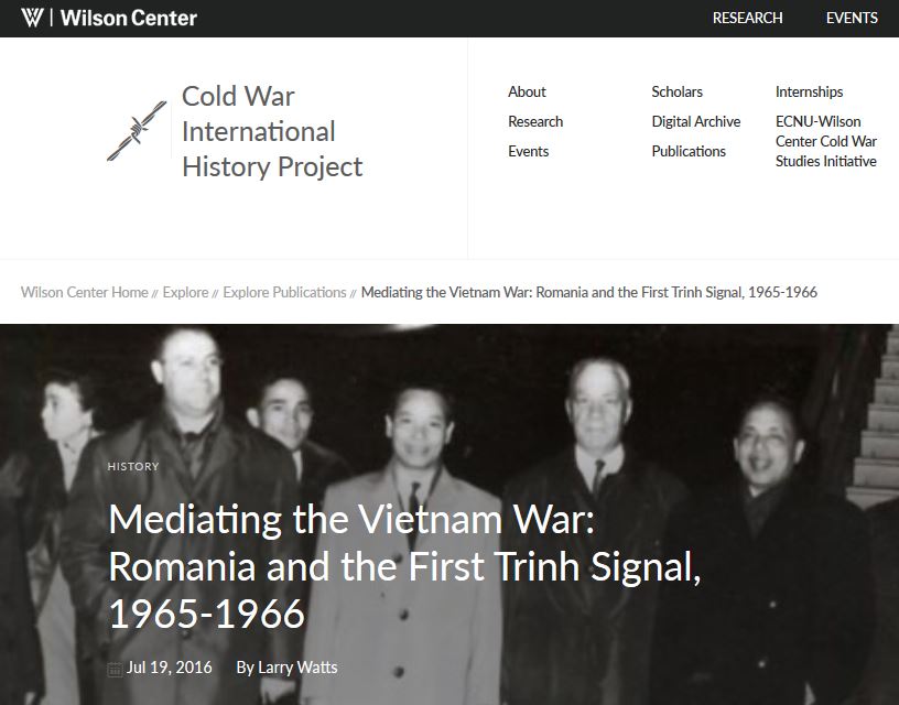 Larry Watts - Wilson Center - Vietnam - Romania - CWHP